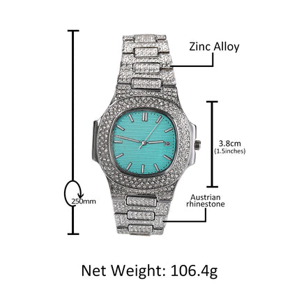 THE BLING KING Tiffani Blue Women Watch Elegant Stylish Drop Iced Babe Mini Quartz Watches Wrist Watches Arm Clock Party Jewelry