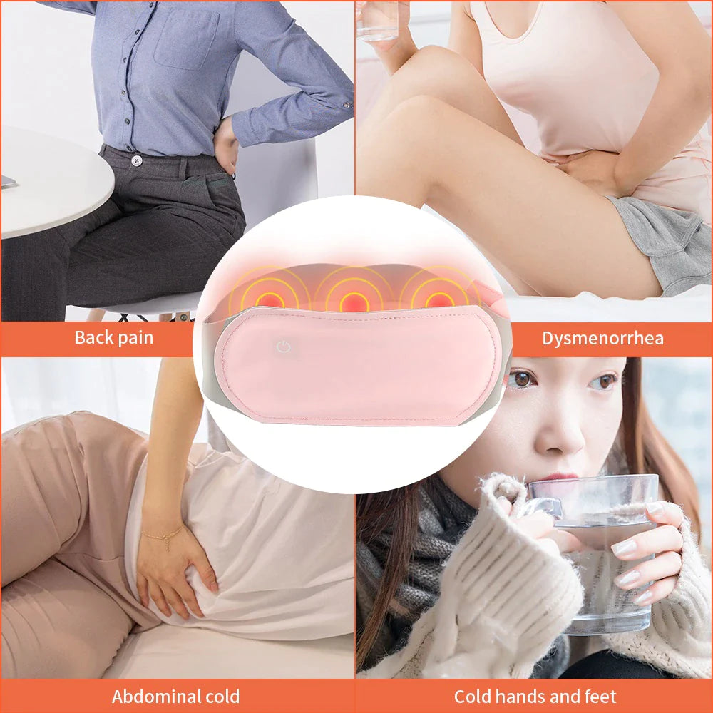 Wireless Abdominal Heating Massager Pad: Warm Lady Uterus Belt for Menstrual Pain Relief – Hot Compress & Vibrating Waist and Back Support