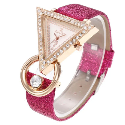 Women's Bling Diamond Triangle Dial Bracelet Watch - Creative Quartz Watch