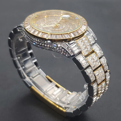 Miss Fox Full Diamond Men’s Watch - High-Quality Hip Hop Ice Out Stainless Steel, Luminous & Waterproof