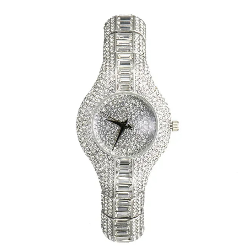 Luxury Rainbow Diamond Women's Watch – Iced Out Fashion Quartz Wristwatch