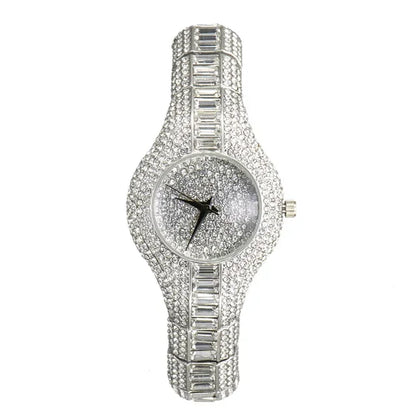 Luxury Rainbow Diamond Women's Watch – Iced Out Fashion Quartz Wristwatch