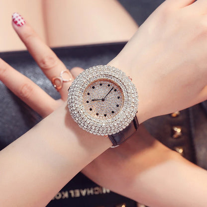 Luxury Diamond Women Watches Rhinestone Bling Dial Casual Red Leather Relogio Feminino Female Bracelet Lady Quartz Wristwatches