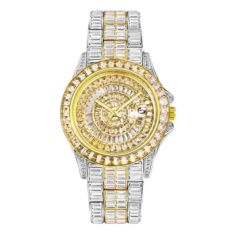 Miss Fox Full Diamond Men’s Watch - High-Quality Hip Hop Ice Out Stainless Steel, Luminous & Waterproof