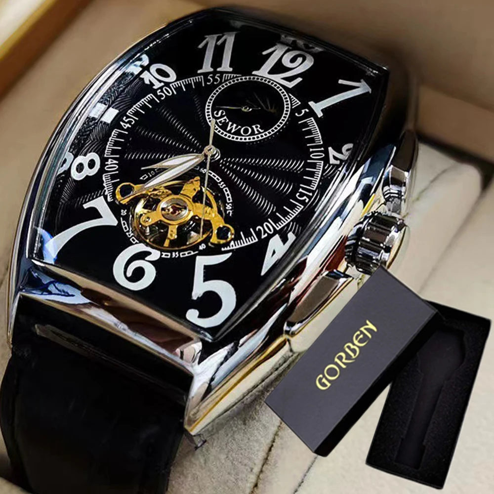 Luxury Tourbillon Skeleton Automatic Watch - Luminous Mechanical Wristwatch for Men