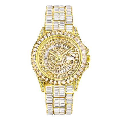 Miss Fox Full Diamond Men’s Watch - High-Quality Hip Hop Ice Out Stainless Steel, Luminous & Waterproof