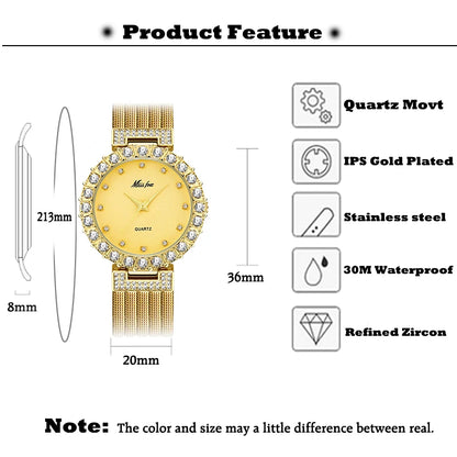 Women Watches Luxury Brand Watch Bracelet Waterproof Big Lab Diamond Ladies Wrist Watches for Women Quartz Clock Hours