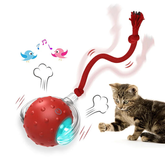 Interactive Cat Toy Ball Super Drive Cat Rolling Balls with Bird Chirping Motion Activated Sensor Pet Kitten Teaser Game Toys