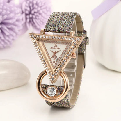 Women's Bling Diamond Triangle Dial Bracelet Watch - Creative Quartz Watch