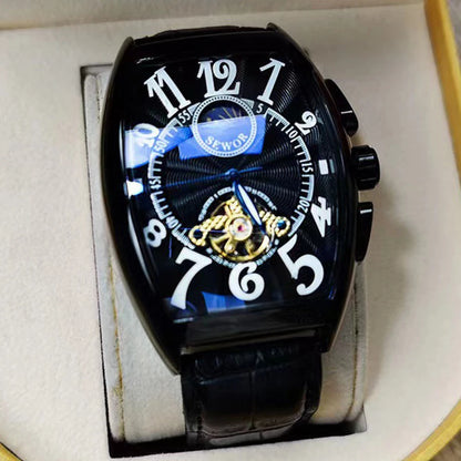 Luxury Tourbillon Skeleton Automatic Watch - Luminous Mechanical Wristwatch for Men