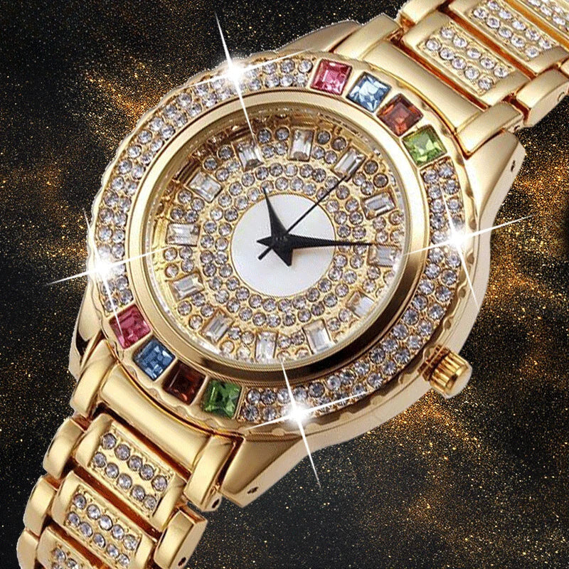 Ladies Gold Party Watches Women Diamond Fashion China Watches Luxury Brand Golden Clock for Ar Female Quartz Wristwatch