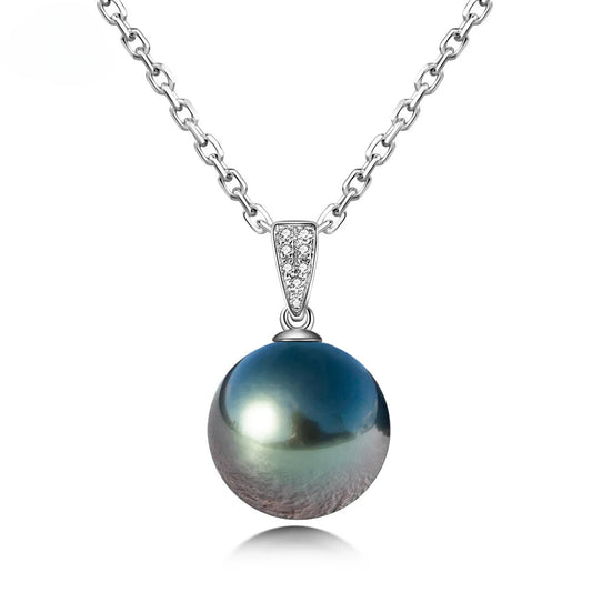 Anu 18K Gold Diamond Pendant with Natural Tahitian Black Pearl 