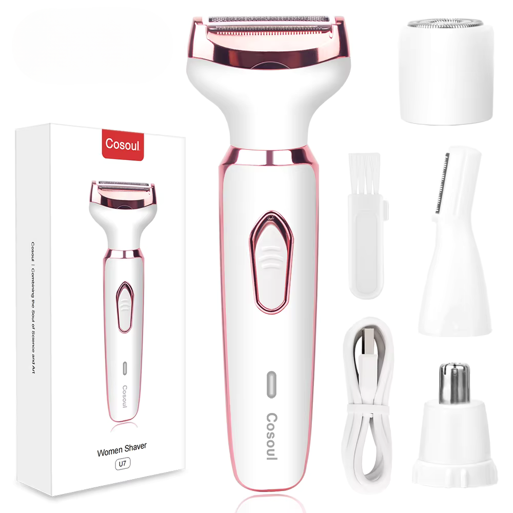 4-in-1 Electric Razor for Women: Painless Lady Shaver & Body Hair Trimmer for Armpit, Bikini, Arm, Leg, Face, & Mustache