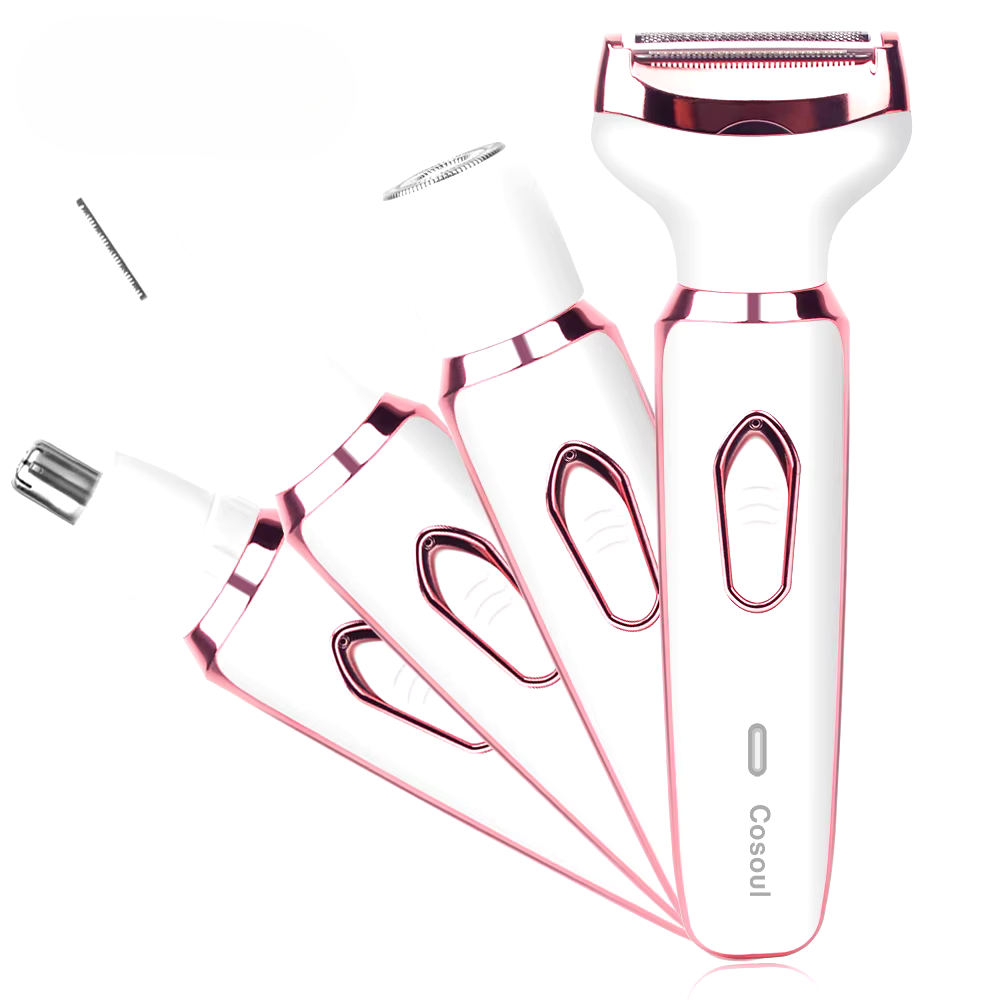 4-in-1 Electric Razor for Women: Painless Lady Shaver & Body Hair Trimmer for Armpit, Bikini, Arm, Leg, Face, & Mustache