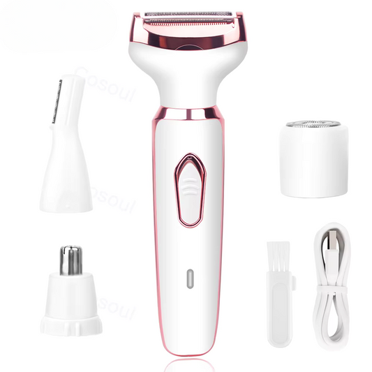 4-in-1 Electric Razor for Women: Painless Lady Shaver & Body Hair Trimmer for Armpit, Bikini, Arm, Leg, Face, & Mustache