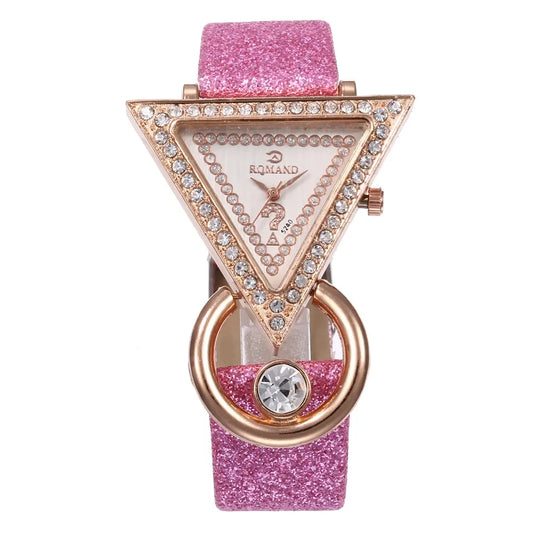 Women's Bling Diamond Triangle Dial Bracelet Watch - Creative Quartz Watch