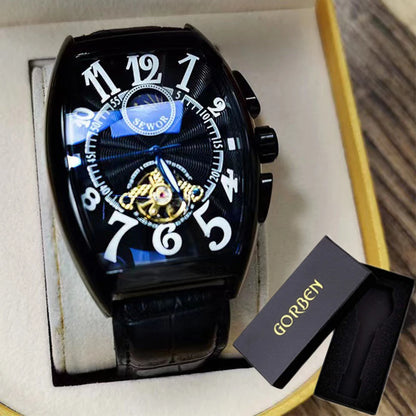 Luxury Tourbillon Skeleton Automatic Watch - Luminous Mechanical Wristwatch for Men