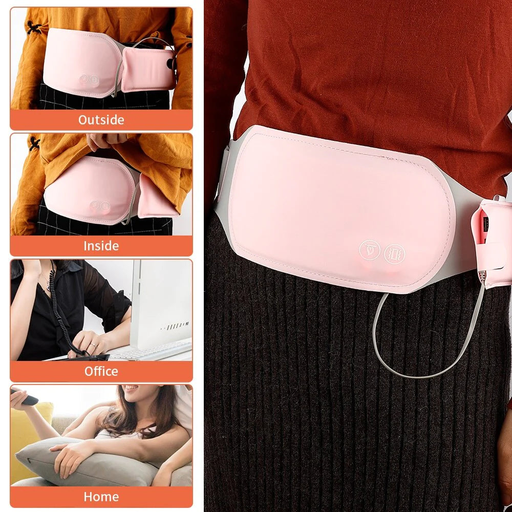 Wireless Abdominal Heating Massager Pad: Warm Lady Uterus Belt for Menstrual Pain Relief – Hot Compress & Vibrating Waist and Back Support