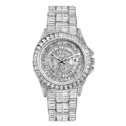 Miss Fox Full Diamond Men’s Watch - High-Quality Hip Hop Ice Out Stainless Steel, Luminous & Waterproof