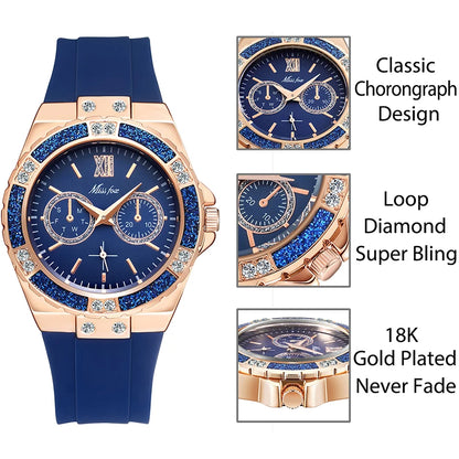 Miss Fox Luxury Rose Gold Women's Chronograph Watch with Diamond Accents 