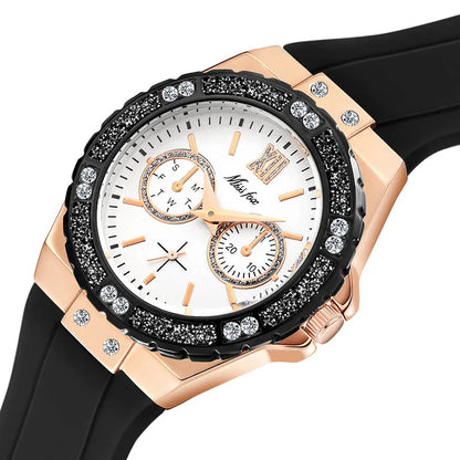 Miss Fox Luxury Rose Gold Women's Chronograph Watch with Diamond Accents 