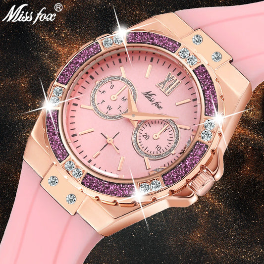 Miss Fox Luxury Rose Gold Women's Chronograph Watch with Diamond Accents 