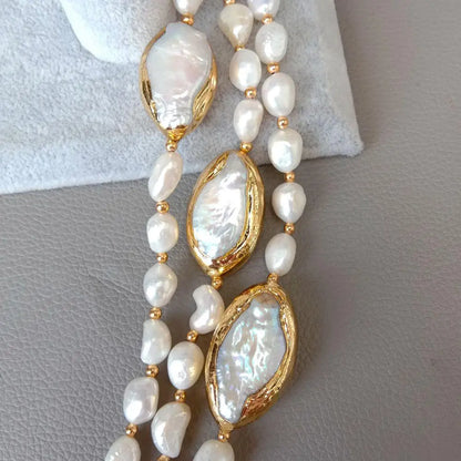 Y·YING 20'' 3-Row Cultured Baroque & Keshi Pearl Necklace with 18K Gold-Plated Connector 