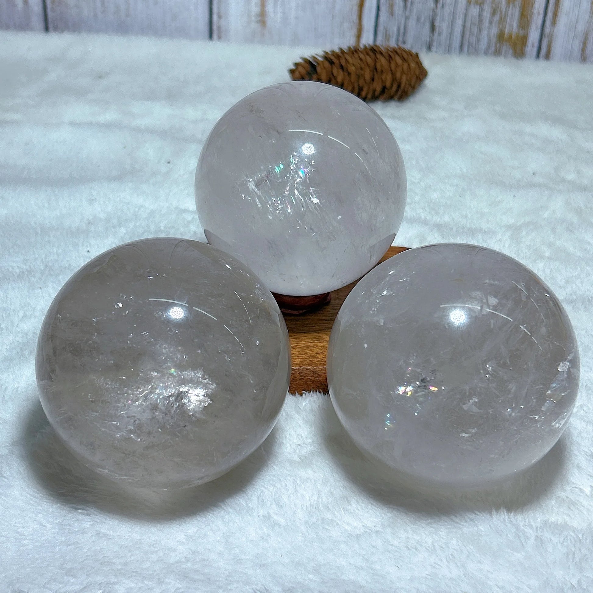 High-Quality Natural Clear Quartz Rainbow Sphere – Healing Gemstone for Energy, Reiki, and Home Decor