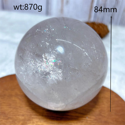 High-Quality Natural Clear Quartz Rainbow Sphere – Healing Gemstone for Energy, Reiki, and Home Decor