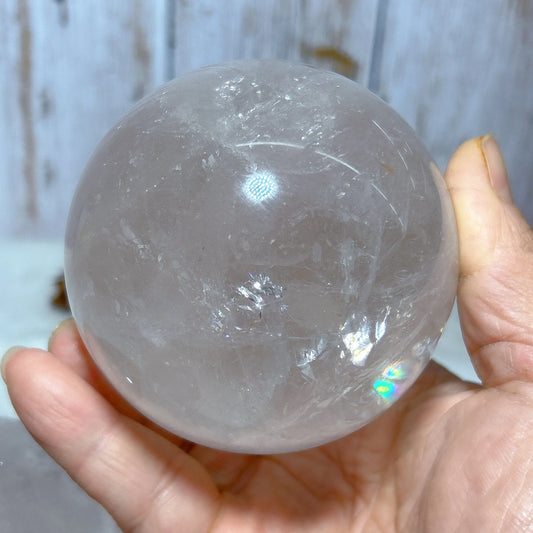 High-Quality Natural Clear Quartz Rainbow Sphere – Healing Gemstone for Energy, Reiki, and Home Decor