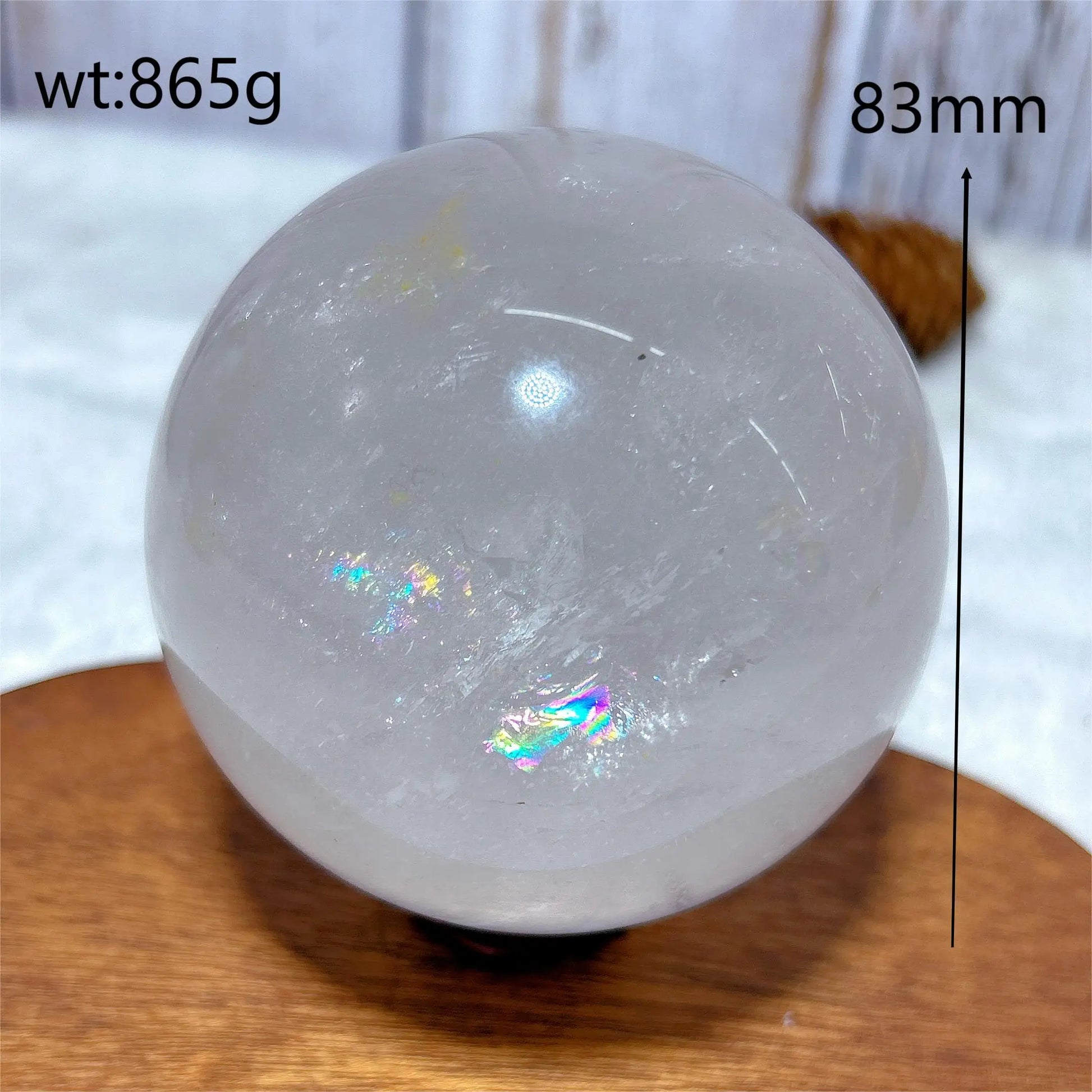 High-Quality Natural Clear Quartz Rainbow Sphere – Healing Gemstone for Energy, Reiki, and Home Decor