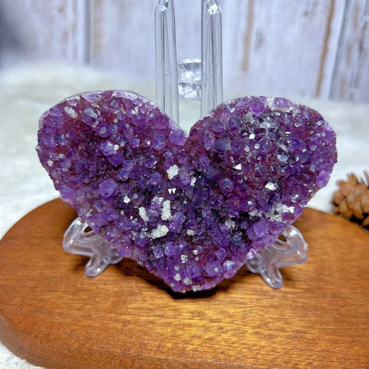 High-Quality Natural Amethyst Cluster Druzy Heart – Healing Gemstone for Energy, Home Decor, and Gifts