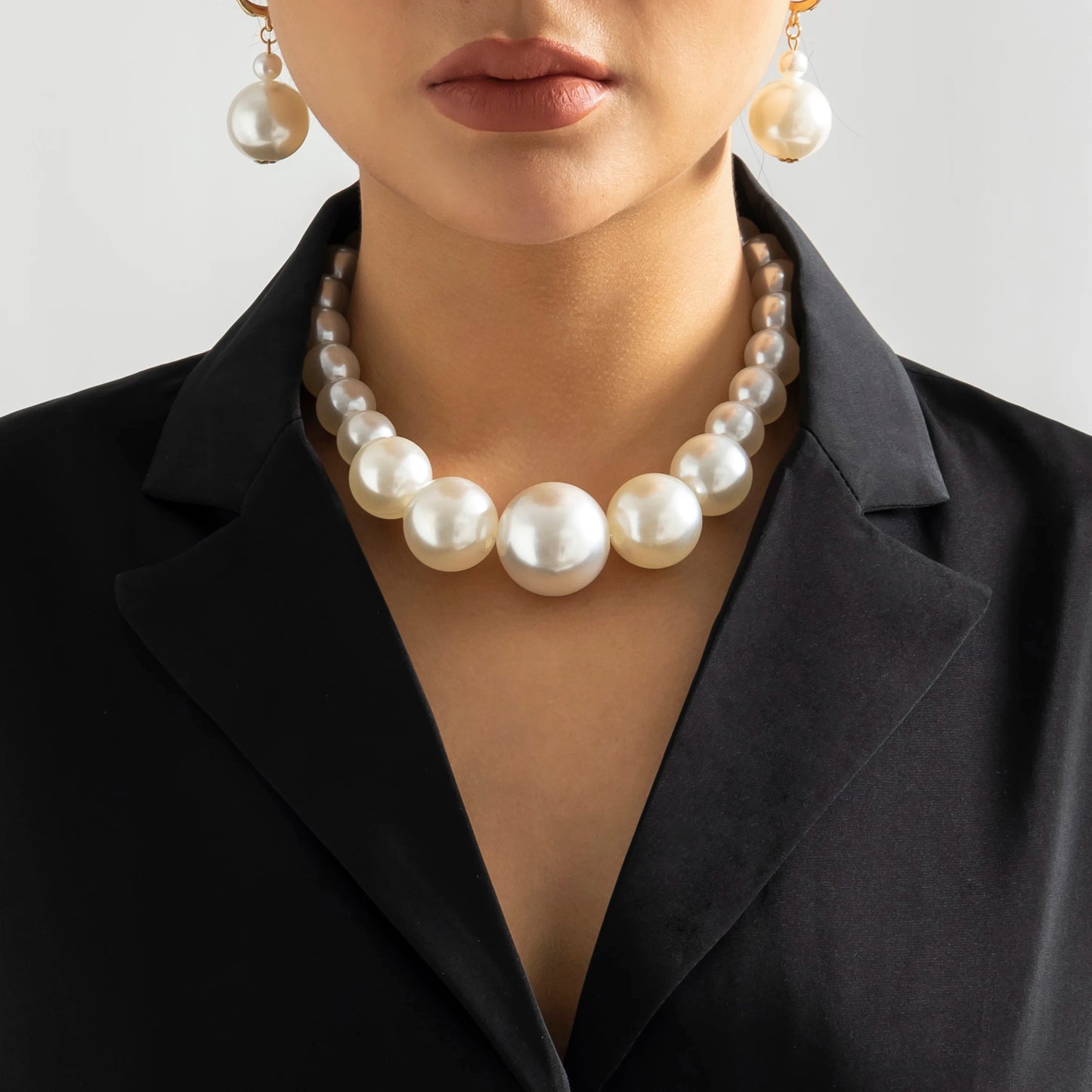 Exaggerated Big Imitation Pearl Choker Necklace – Elegant Statement Jewelry for Women and Brides