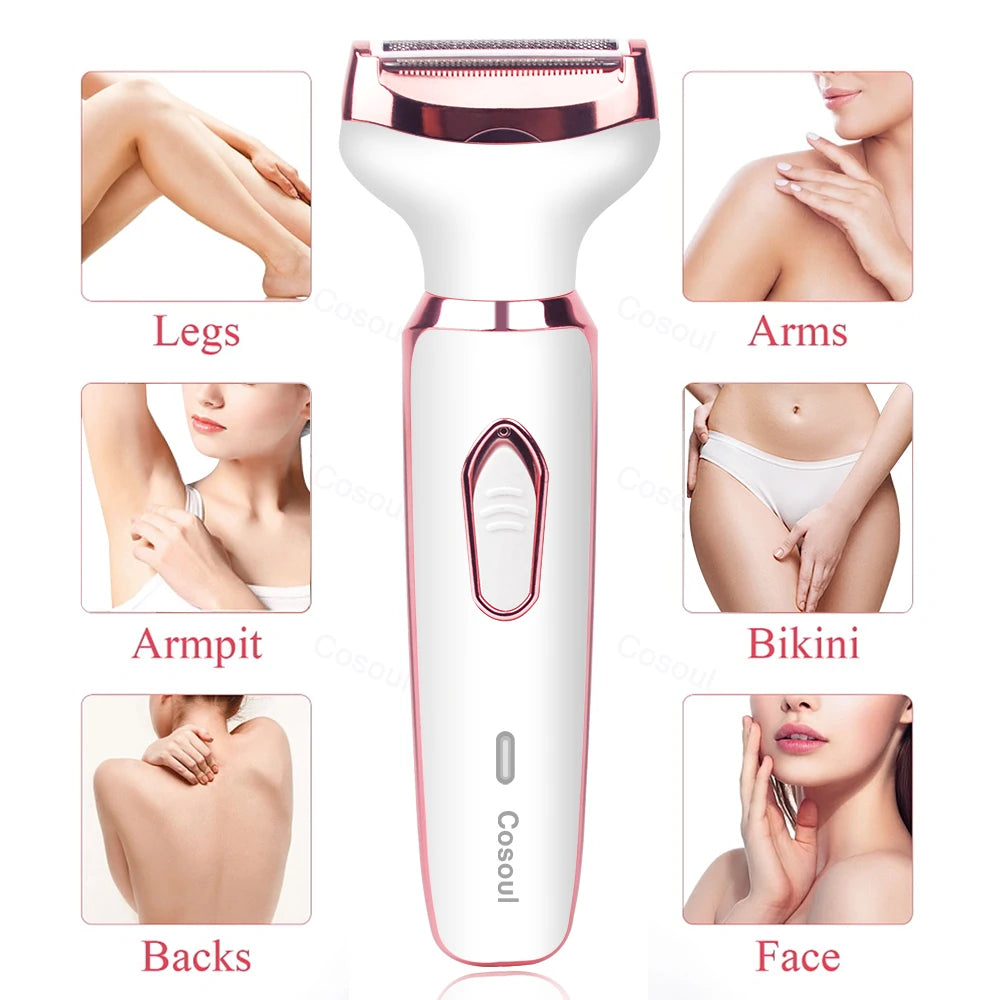 4-in-1 Electric Razor for Women: Painless Lady Shaver & Body Hair Trimmer for Armpit, Bikini, Arm, Leg, Face, & Mustache