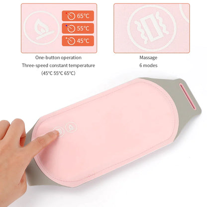 Wireless Abdominal Heating Massager Pad: Warm Lady Uterus Belt for Menstrual Pain Relief – Hot Compress & Vibrating Waist and Back Support