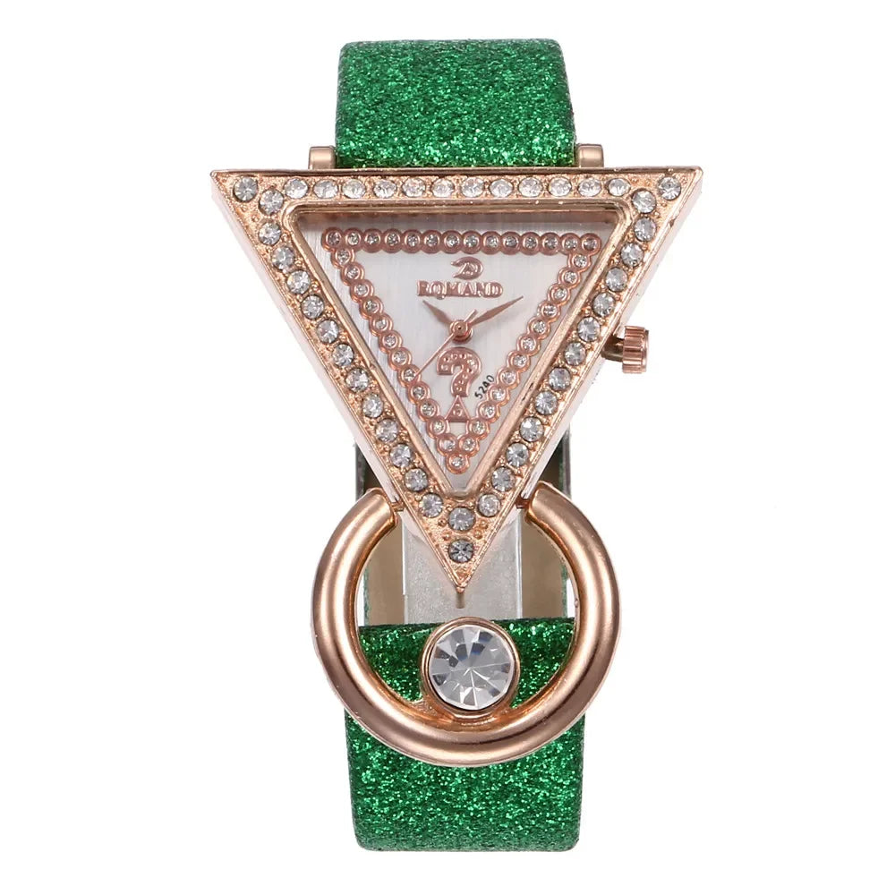 Women's Bling Diamond Triangle Dial Bracelet Watch - Creative Quartz Watch