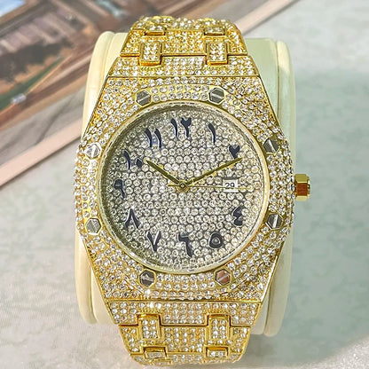 Luxury Fashion Hip Hop Watch for Men - Iced Diamond Waterproof AAA Quartz Wristwatch