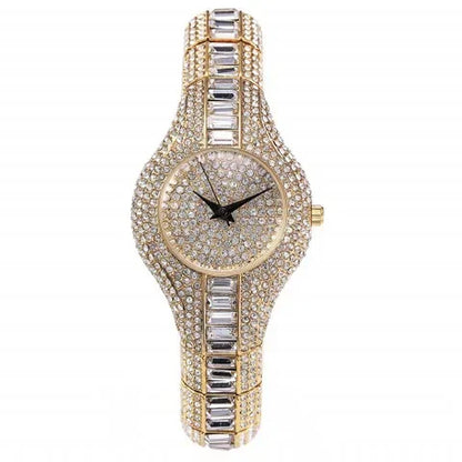 Luxury Rainbow Diamond Women's Watch – Iced Out Fashion Quartz Wristwatch