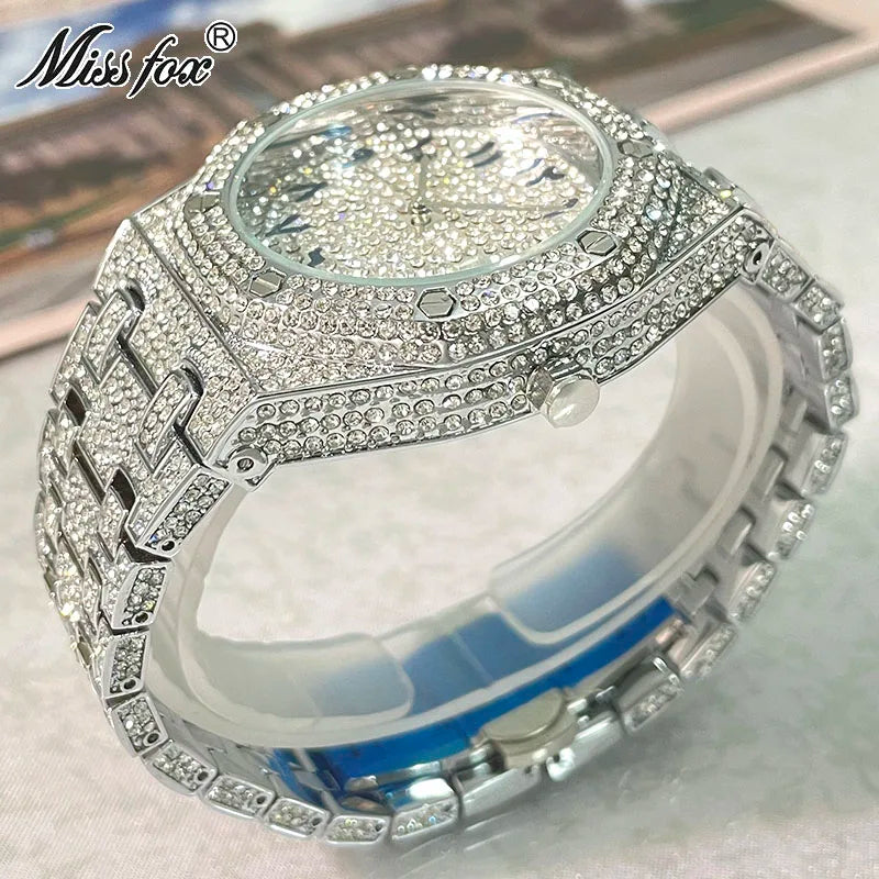 Luxury Fashion Hip Hop Watch for Men - Iced Diamond Waterproof AAA Quartz Wristwatch