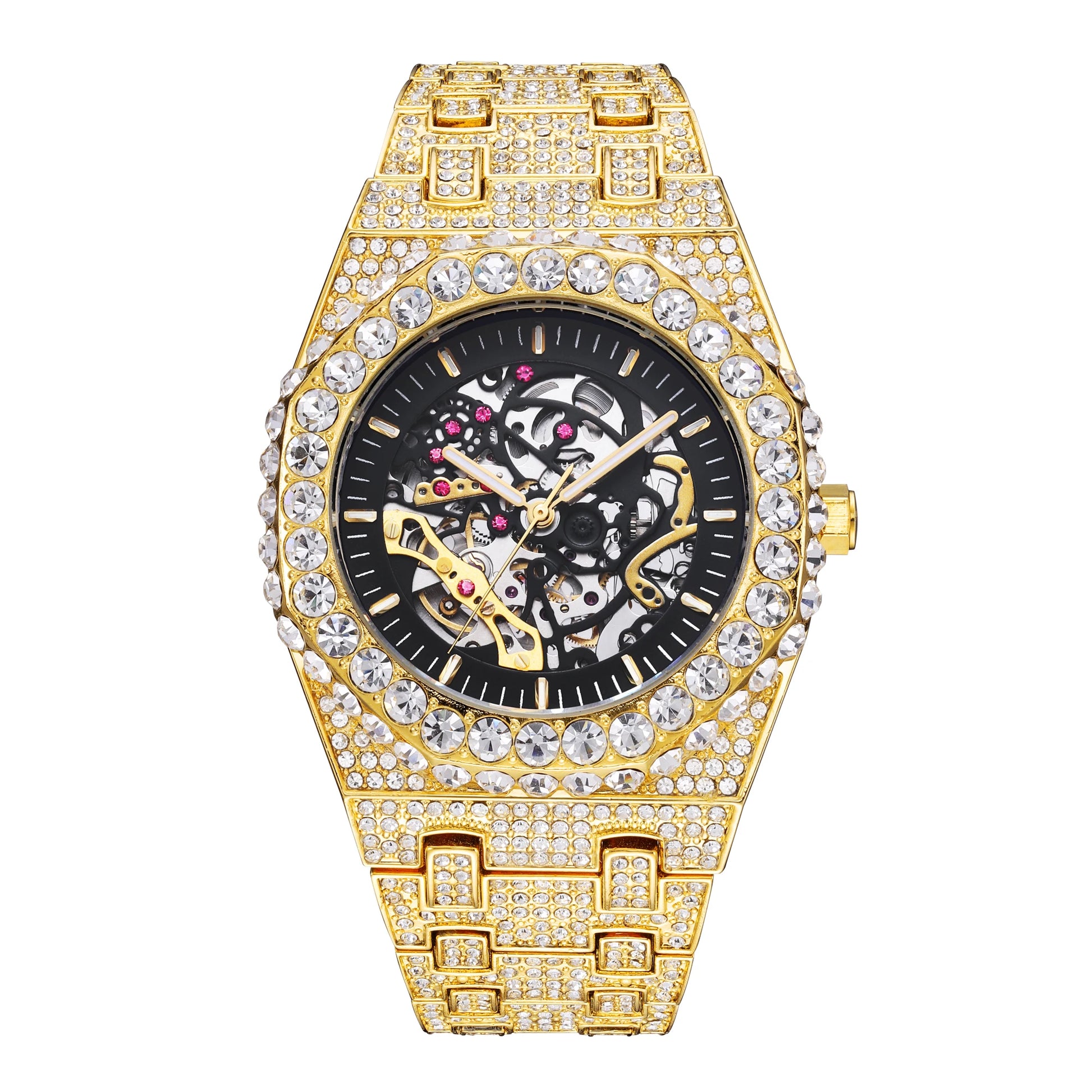 Luxury Automatic Mechanical Watch Men Hip Hop Brand  Steel Full Iced Diamond Jewelry Gold Wristwatch Fashion Man 2023 New