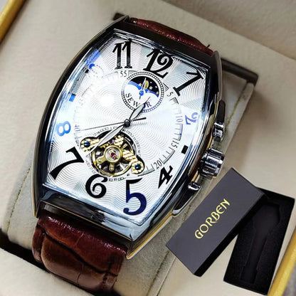 Luxury Tourbillon Skeleton Automatic Watch - Luminous Mechanical Wristwatch for Men