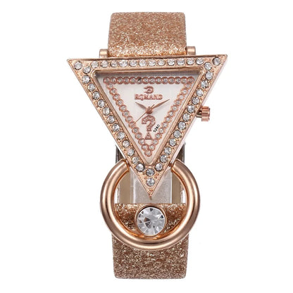 Women's Bling Diamond Triangle Dial Bracelet Watch - Creative Quartz Watch