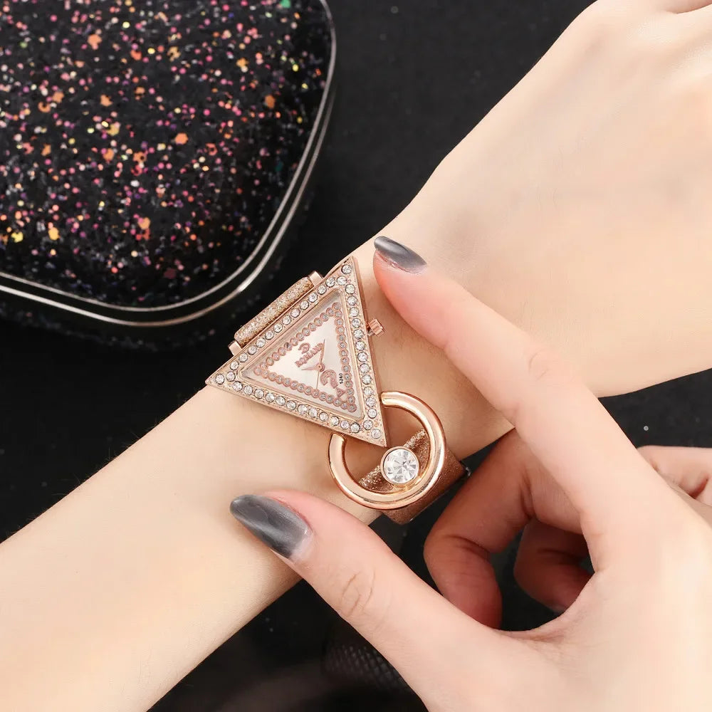 Women's Bling Diamond Triangle Dial Bracelet Watch - Creative Quartz Watch