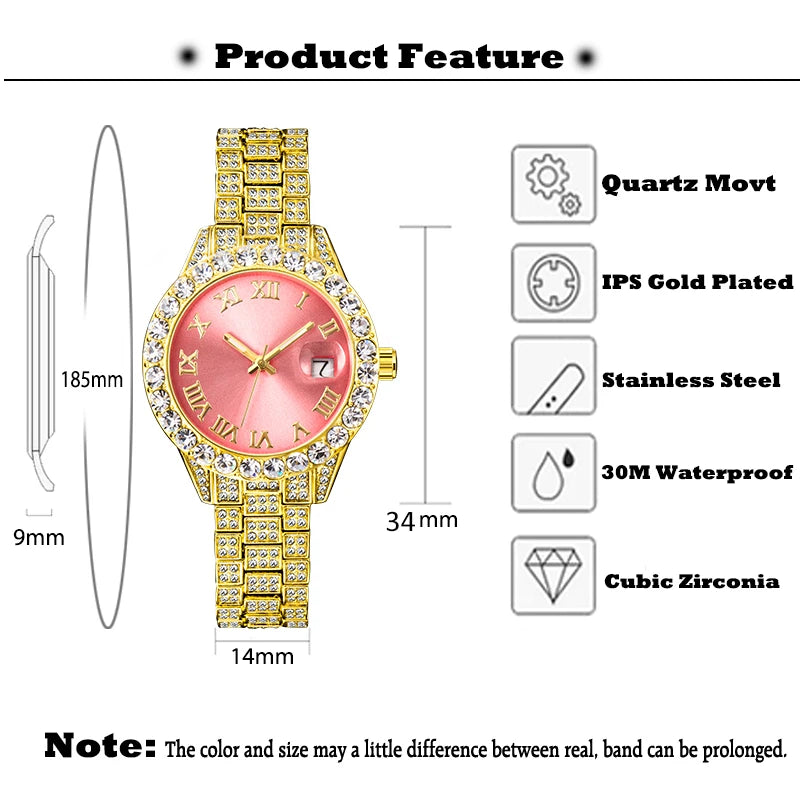 Pink Women Watch Luxury Small Face Elegant Quartz Watches for Ladies Icy Look Party Jewelry Mini Babe so Cute Arm Clock