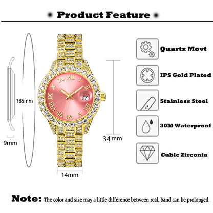 Pink Women Watch Luxury Small Face Elegant Quartz Watches for Ladies Icy Look Party Jewelry Mini Babe so Cute Arm Clock