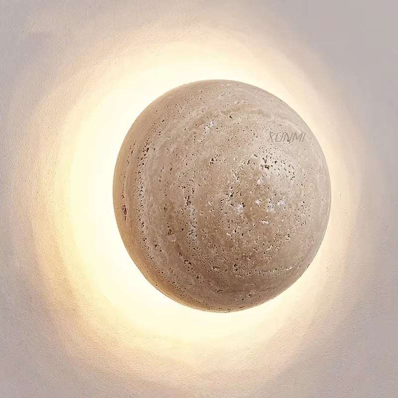 Wabi-Sabi Yellow Cave Stone Wall Lamp 