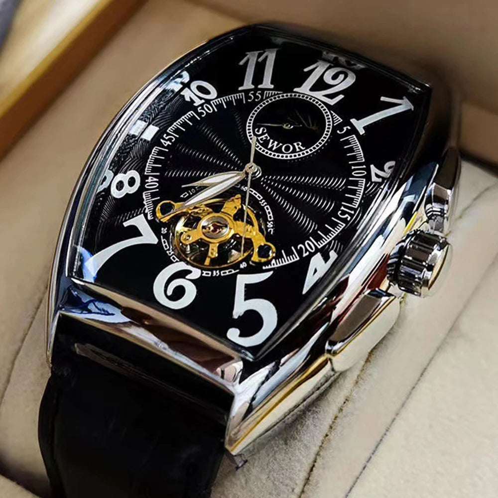 Luxury Tourbillon Skeleton Automatic Watch - Luminous Mechanical Wristwatch for Men