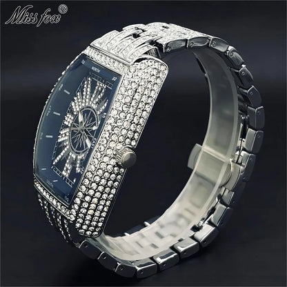 2022  Luxury Mens Watches Fashion Hip Hop Iced Diamond Waterproof Tonneau AAA Quartz Wristwatch Male Reloj Free Shipping